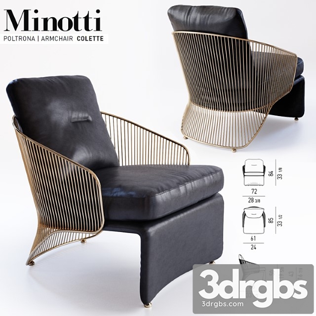 Colette minotti poltrona armchair 3dsmax Download - thumbnail 1