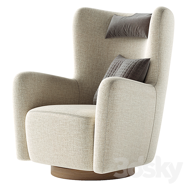 Colette Swivel Armchair 3DS Max Model - thumbnail 2