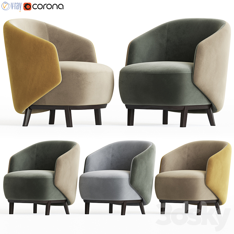 Concha armchair 3DS Max - thumbnail 1