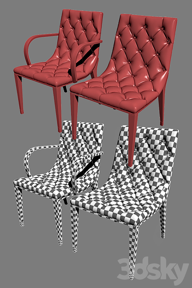 Constantini Pietro Club Armchair and Sidechair 3DS Max Model - thumbnail 3