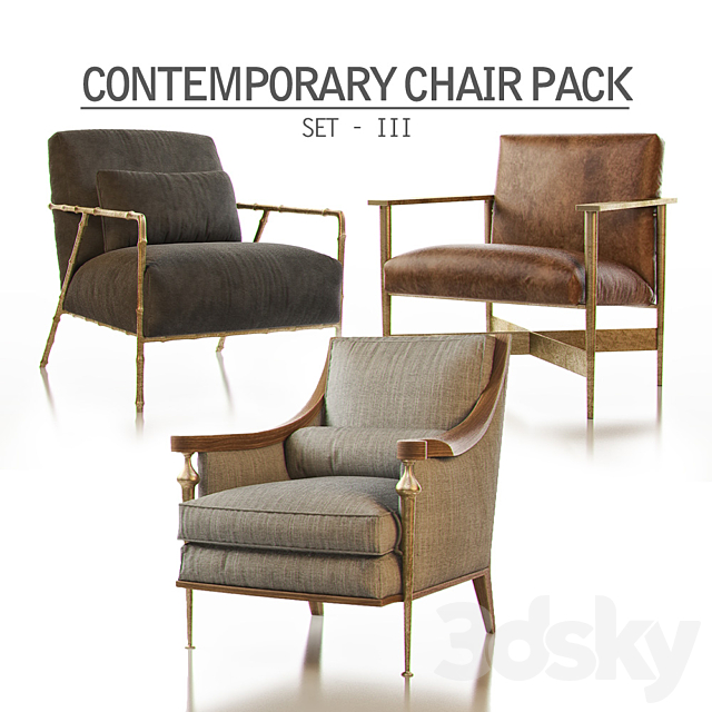 Contemporary Chair Pack – Set III 3DS Max Model - thumbnail 1