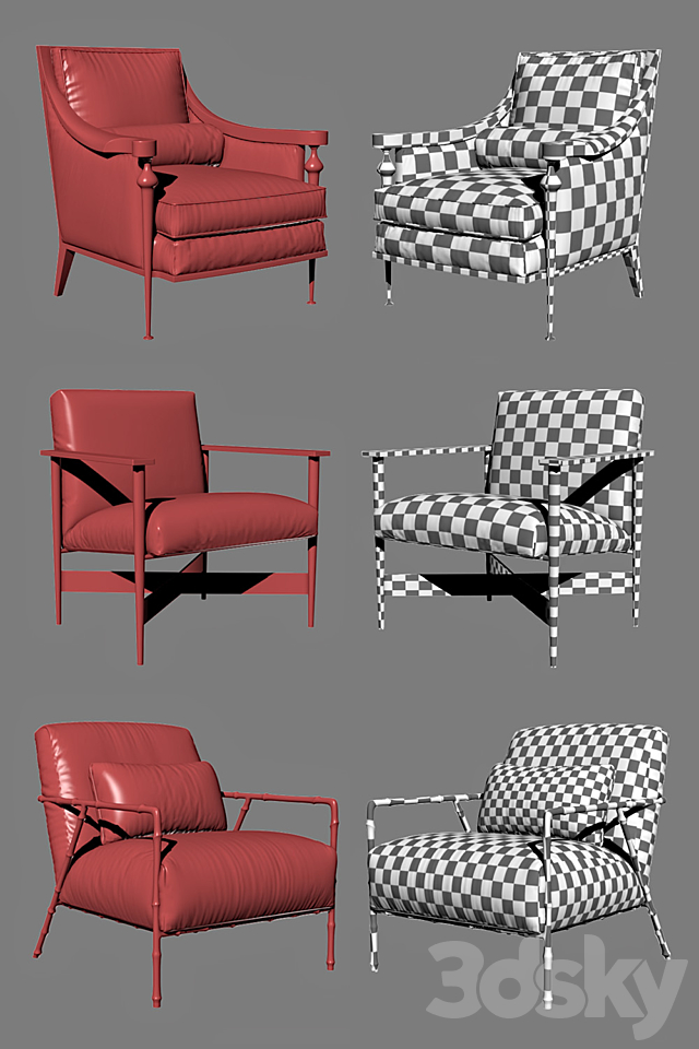 Contemporary Chair Pack – Set III 3DS Max Model - thumbnail 3