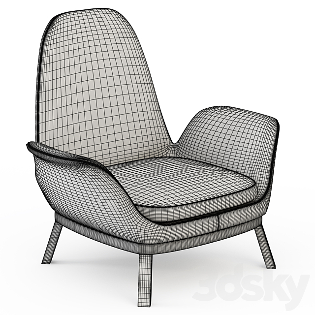 Contemporary fireside chair EVEN 3DS Max Model - thumbnail 3