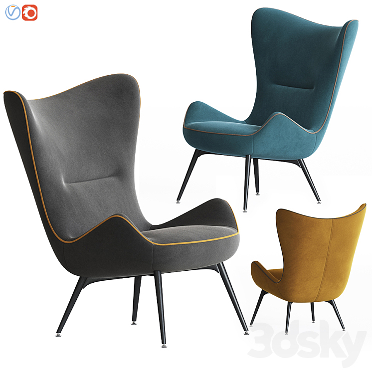 Contessa Armchair 1956 Wittmann 3DS Max - thumbnail 1