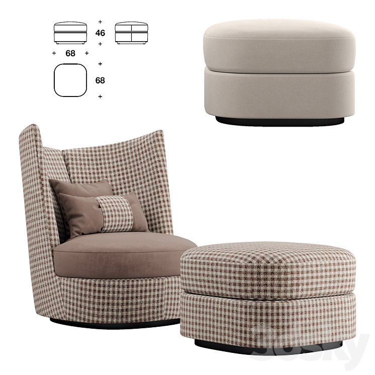 CONTOUR CLUB armchair 3DS Max - thumbnail 2