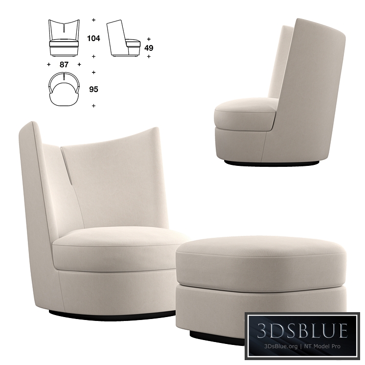 CONTOUR CLUB armchair 3DS Max - thumbnail 3