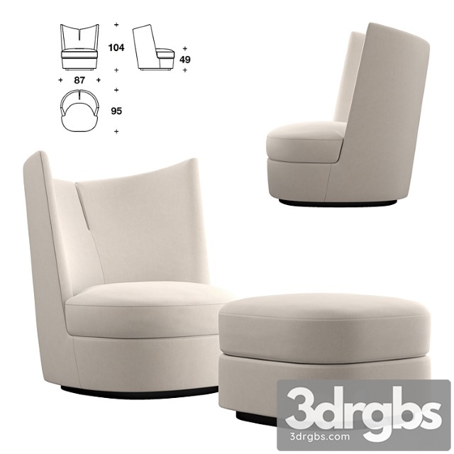 Contour club armchair 3dsmax Download - thumbnail 1