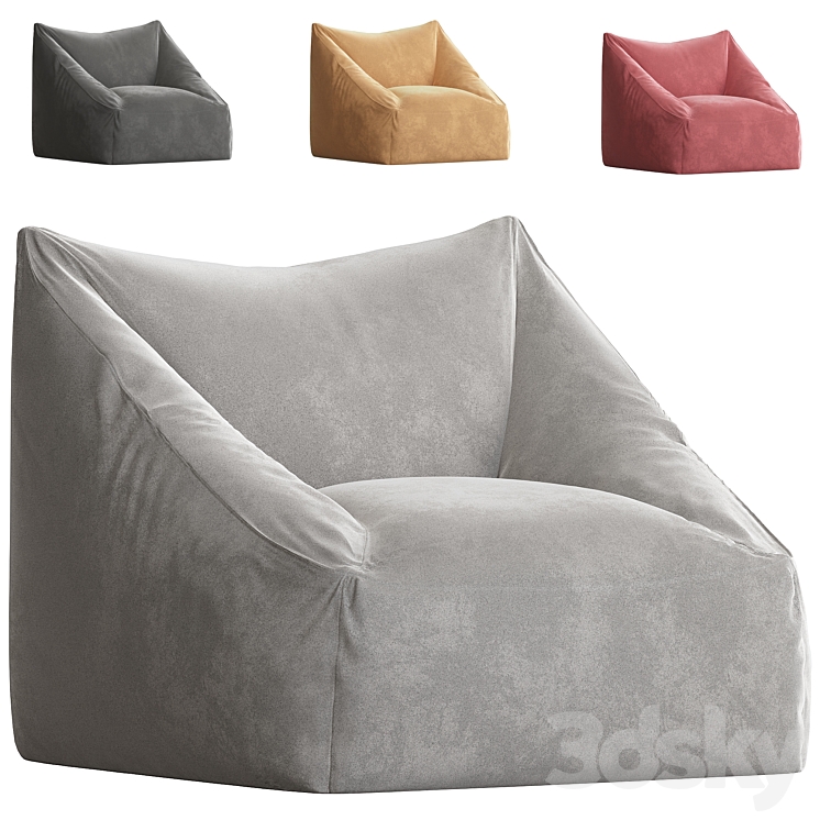 Cooper Velvet Bean Bag chair 3DS Max Model - thumbnail 1