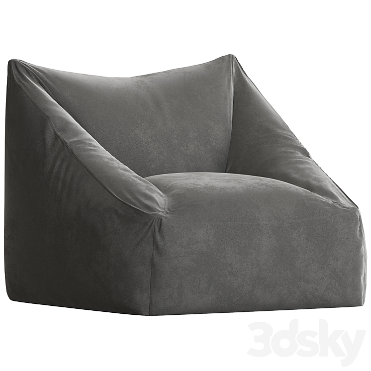 Cooper Velvet Bean Bag chair 3DS Max Model - thumbnail 2