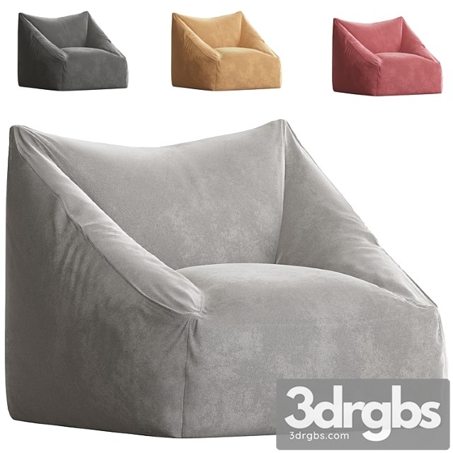 Cooper Velvet Bean Bag chair 3dsmax Download - thumbnail 1