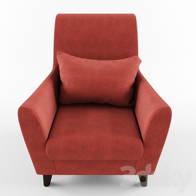 Coral chair with cushion 3ds Max - thumbnail 2