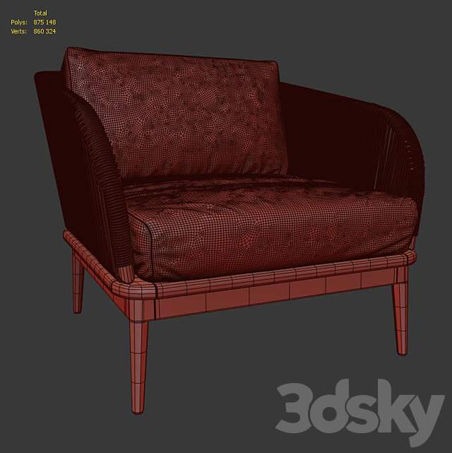 Corded Weave Outdoor Lounge Chair West elm 3DS Max Model - thumbnail 3