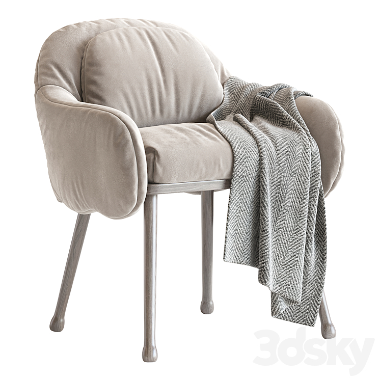 Corolla 270 White Armchair 3DS Max Model - thumbnail 1