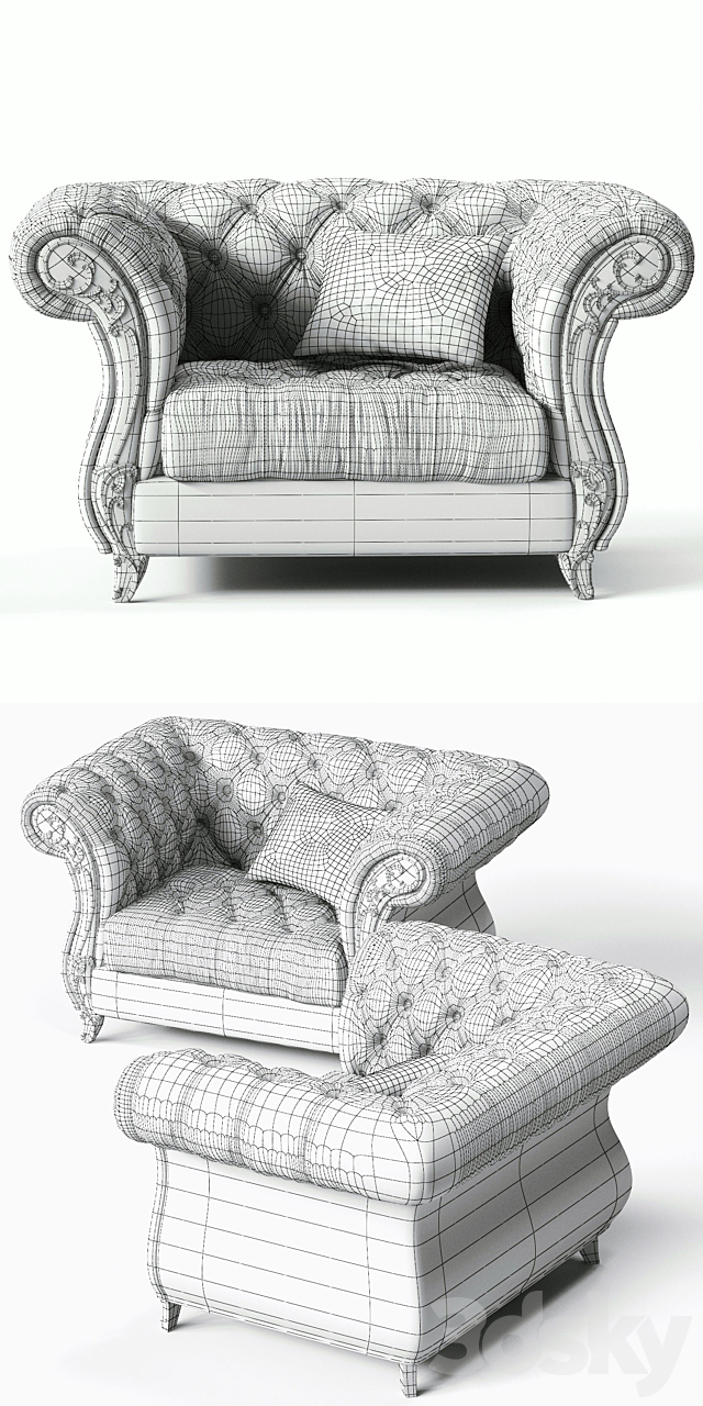 CorteZARI GABRIEL Armchair 3ds Max - thumbnail 3