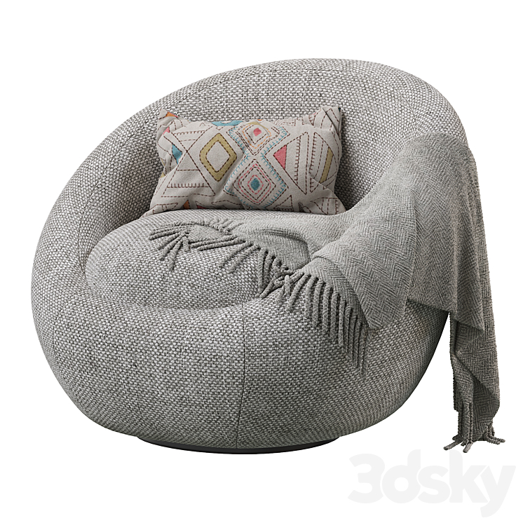 Cozy swivel chair 3DS Max - thumbnail 1