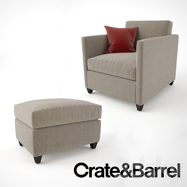 Crate and Barrel Dryden Chair and Ottoman 3ds Max - thumbnail 1