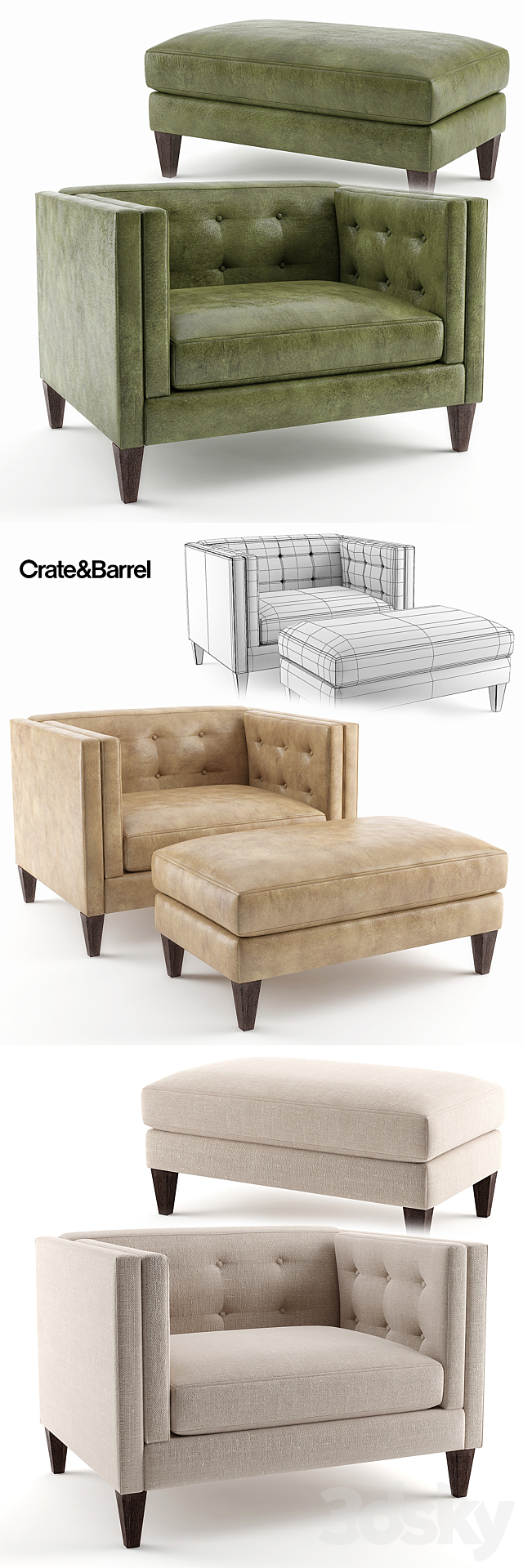 Crate & Barrel Aidan Chair 3ds Max - thumbnail 1