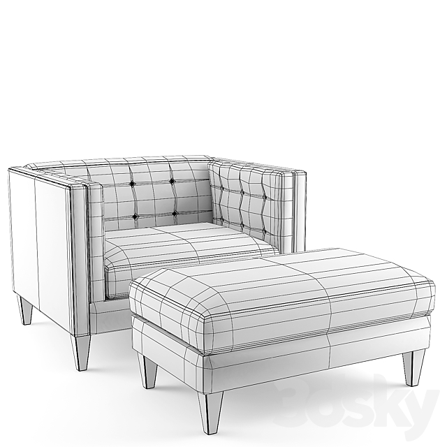 Crate & Barrel Aidan Chair 3ds Max - thumbnail 2