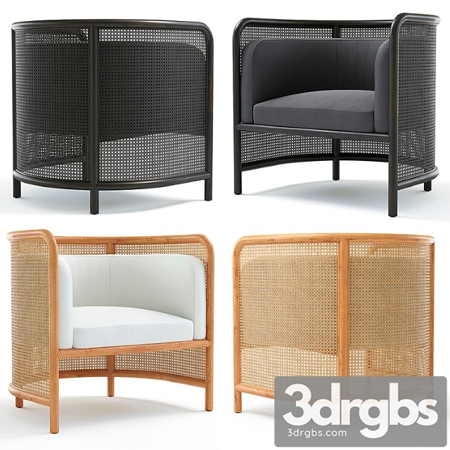 Crate & barrel fields cane back accent chair 3dsmax Download - thumbnail 1