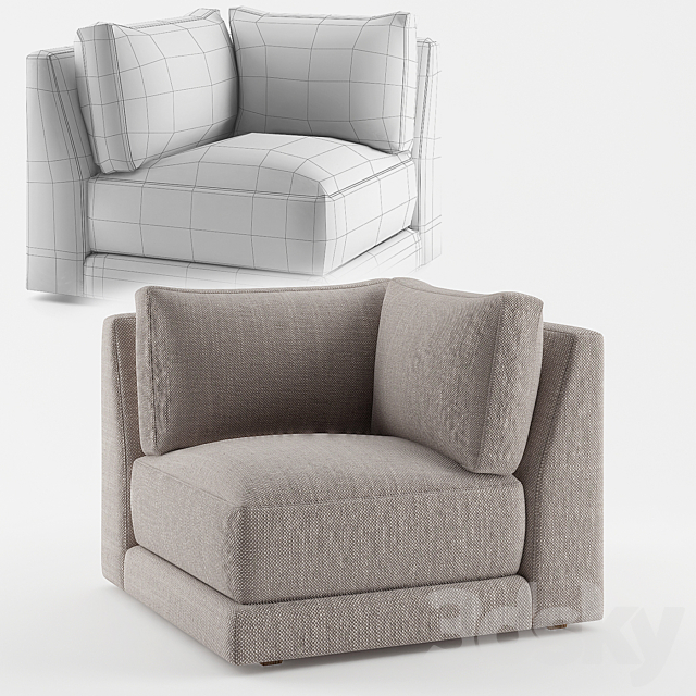 Crate & Barrel Moda Armless Chair + Moda Corner Chair 3DSMax File - thumbnail 2