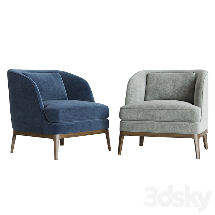 Crate & Barrel Seychelles Wood Trim Chair 3DS Max - thumbnail 2