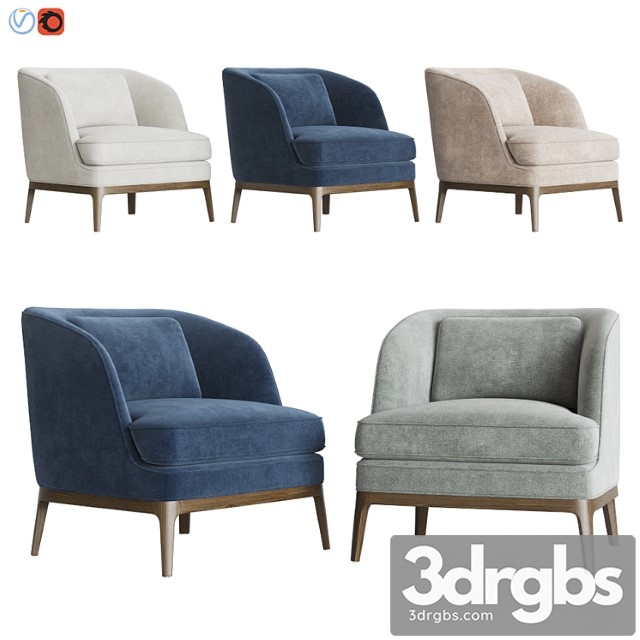 Crate & barrel seychelles wood trim chair 3dsmax Download - thumbnail 1