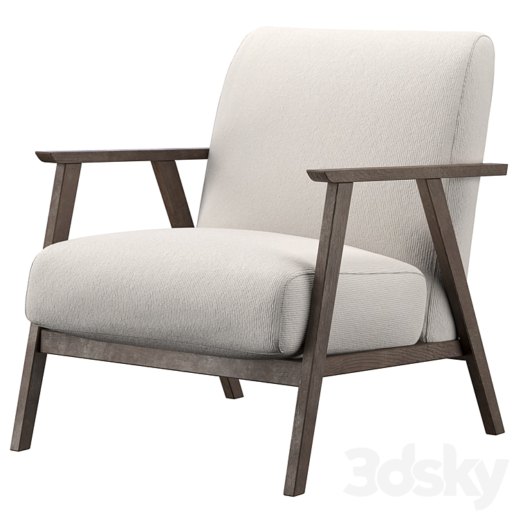 Cream armchair 3DS Max Model - thumbnail 1