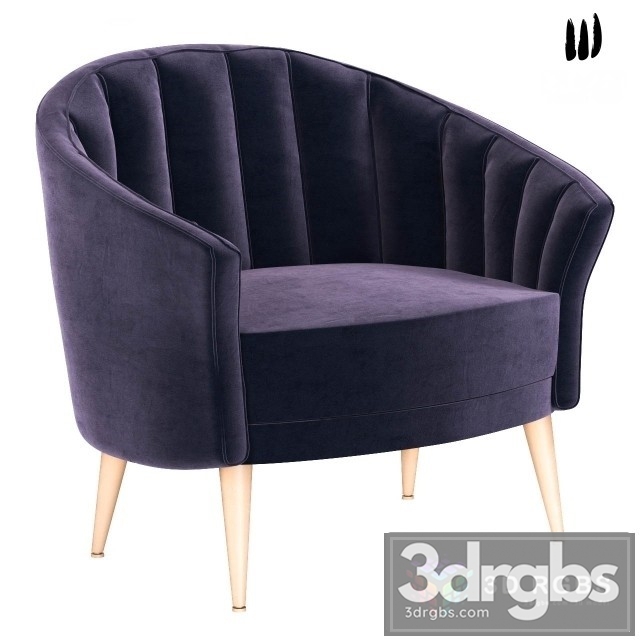 Cream Velvet Accent Violet Chair 3dsmax Download - thumbnail 1