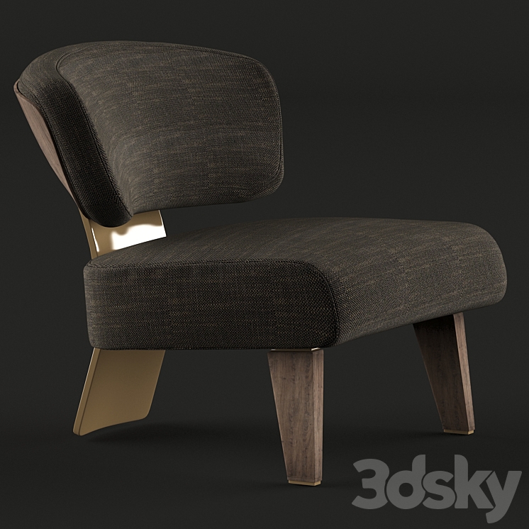 creed wood armchair 3DS Max - thumbnail 2