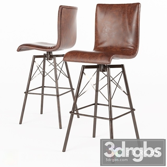 Crenshaw  Leather Bar Stool 3dsmax Download - thumbnail 1