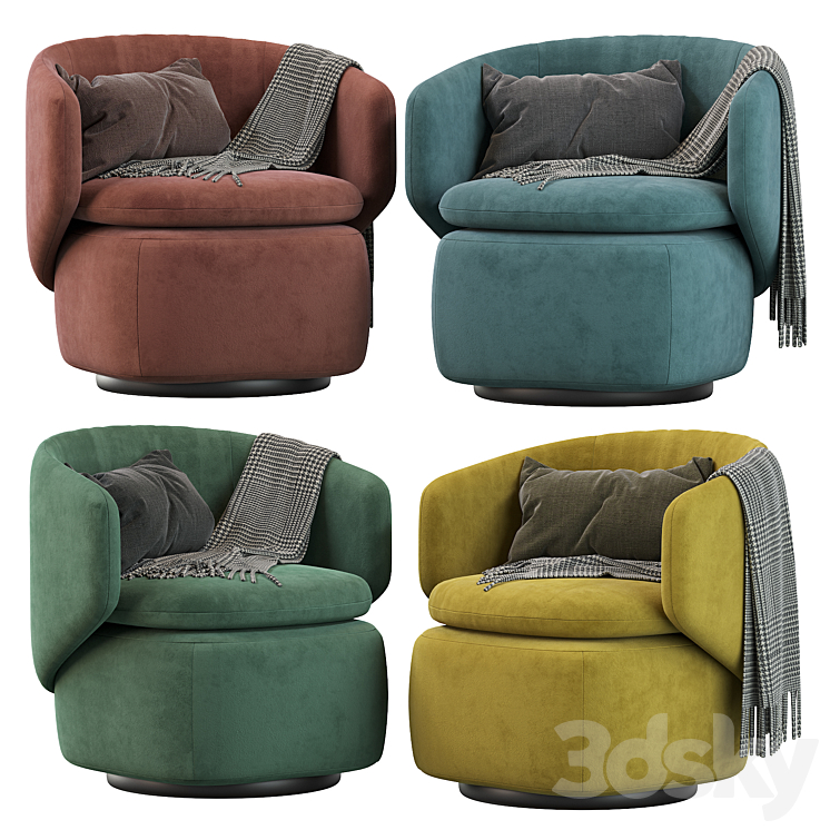 Crescent swivel chair 3DS Max - thumbnail 1