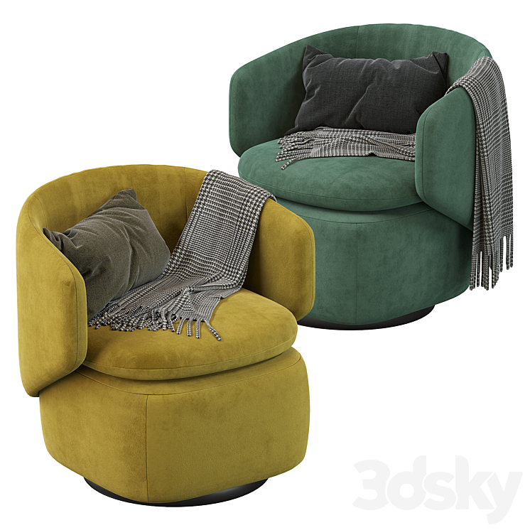 Crescent swivel chair 3DS Max - thumbnail 2