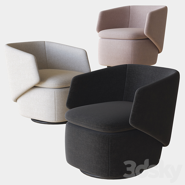 Crescent Swivel Chair West elm 3DS Max - thumbnail 1