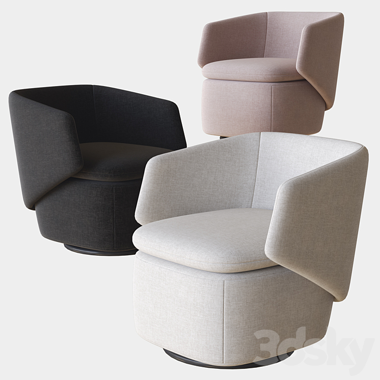 Crescent Swivel Chair West elm 3DS Max - thumbnail 2