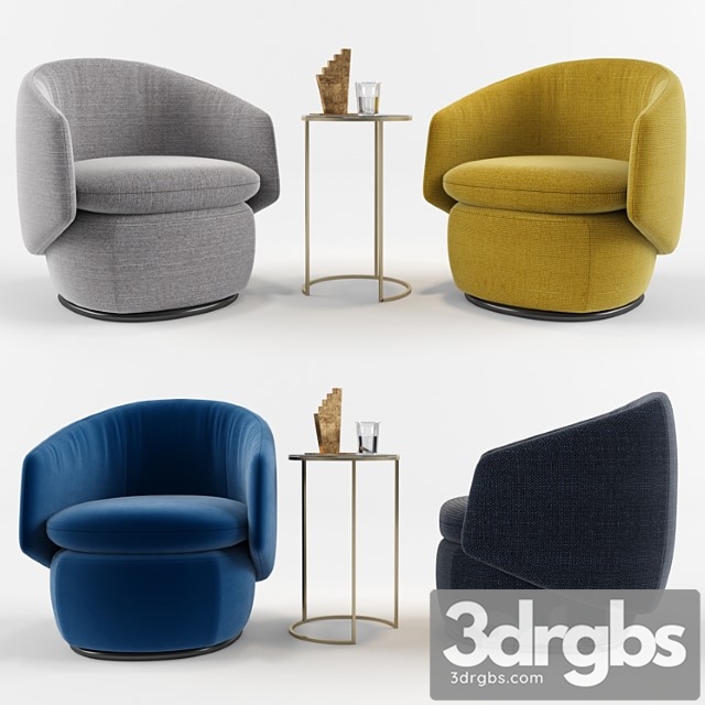 Crescent swivel chair West elm_2 3dsmax Download - thumbnail 1