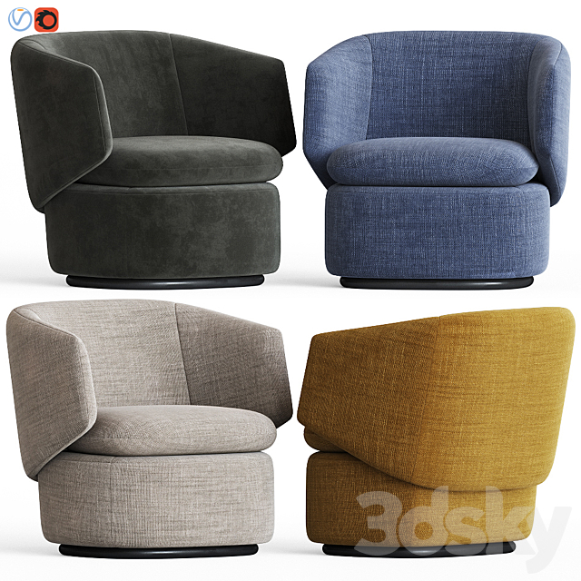 Crescent Swivel Chair Westelm 3DSMax File - thumbnail 1