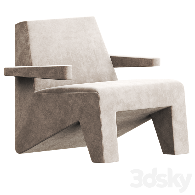 CUBIC Easy chair with armrests By Moca 3DS Max Model - thumbnail 2