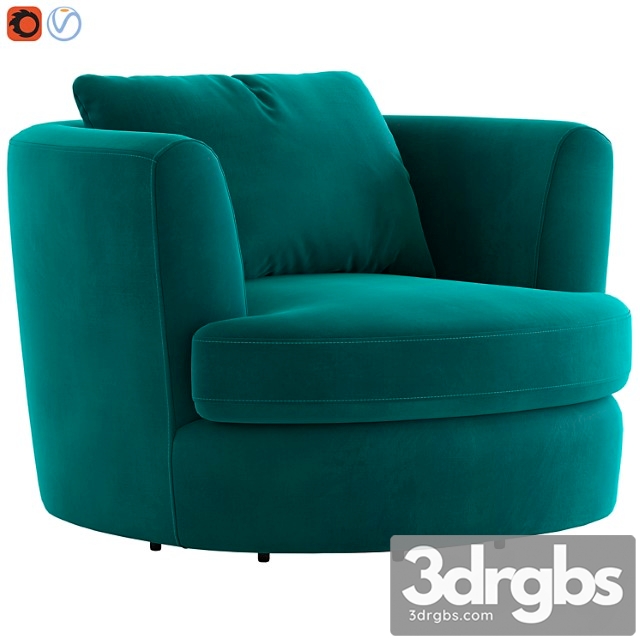 Cult furniture magnolia swivel armchair 3dsmax Download - thumbnail 1