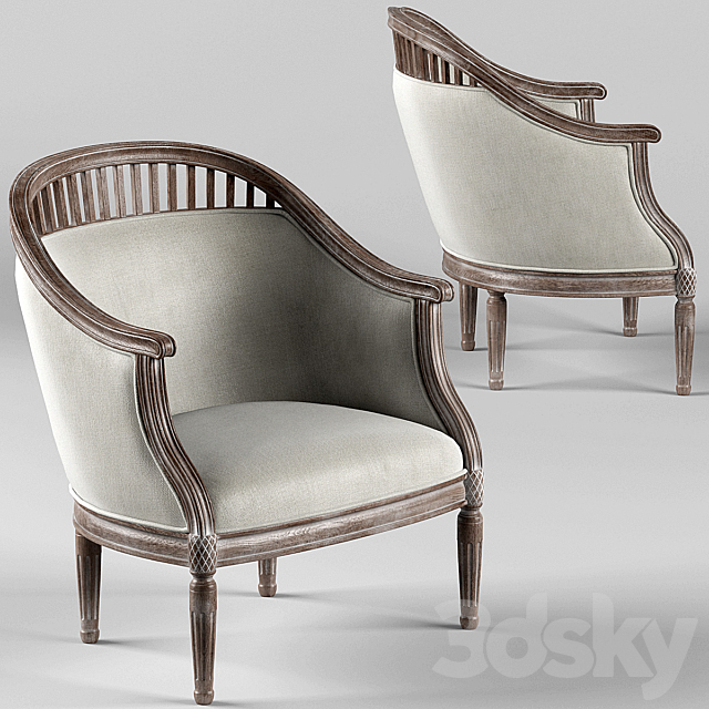 Curtis Ivory Rounded Ladder Armchair 3ds Max - thumbnail 1