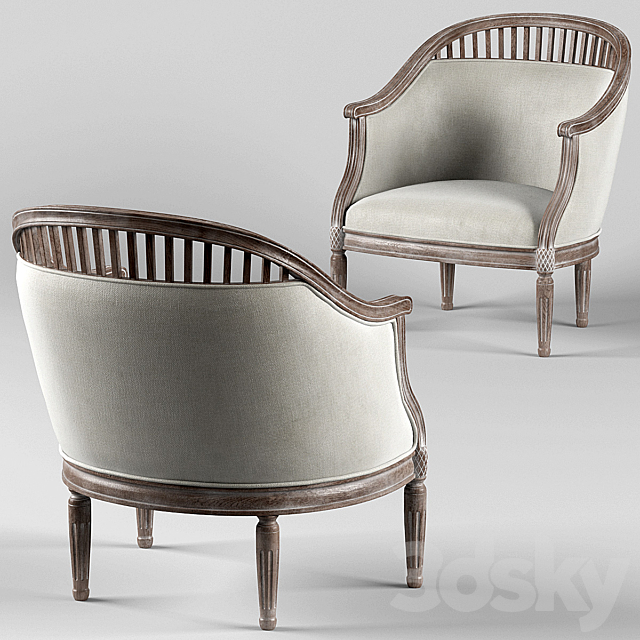 Curtis Ivory Rounded Ladder Armchair 3ds Max - thumbnail 2