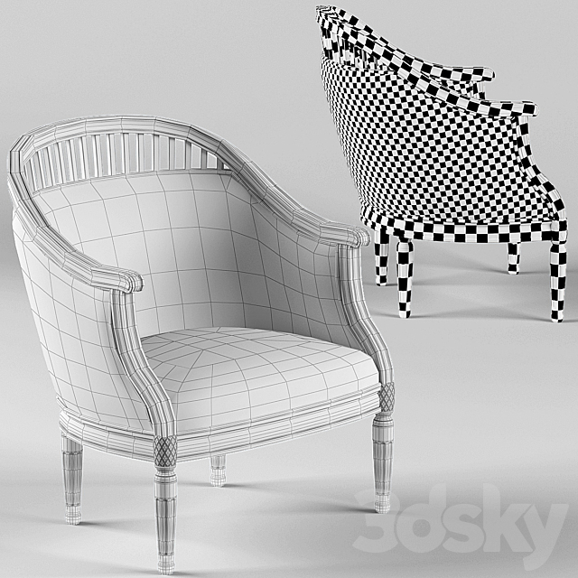 Curtis Ivory Rounded Ladder Armchair 3ds Max - thumbnail 3