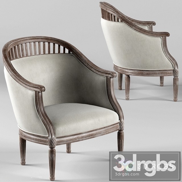 Curtis Ivory Rounded Ladder Armchair 3dsmax Download - thumbnail 1