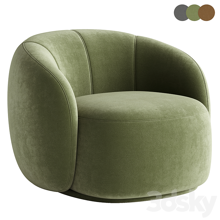 Curved Lounge Chair – Merlot 3DS Max Model - thumbnail 1