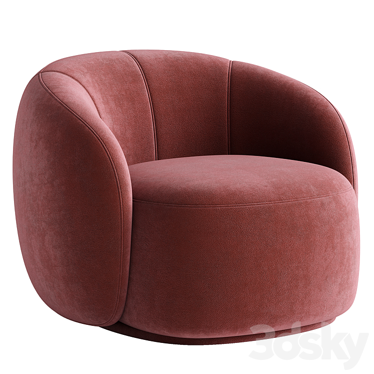 Curved Lounge Chair – Merlot 3DS Max Model - thumbnail 2