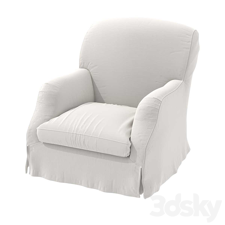 Custom made slipcovered chair 3DS Max Model - thumbnail 1