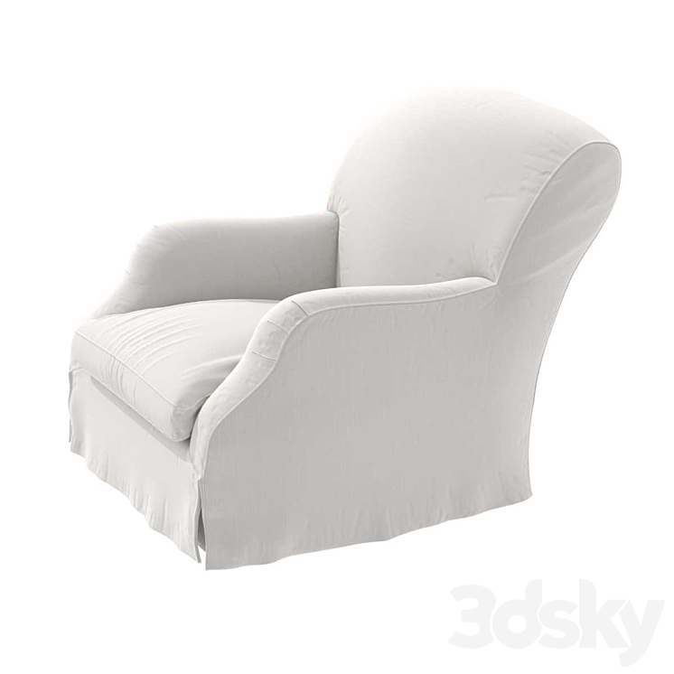 Custom made slipcovered chair 3DS Max Model - thumbnail 2