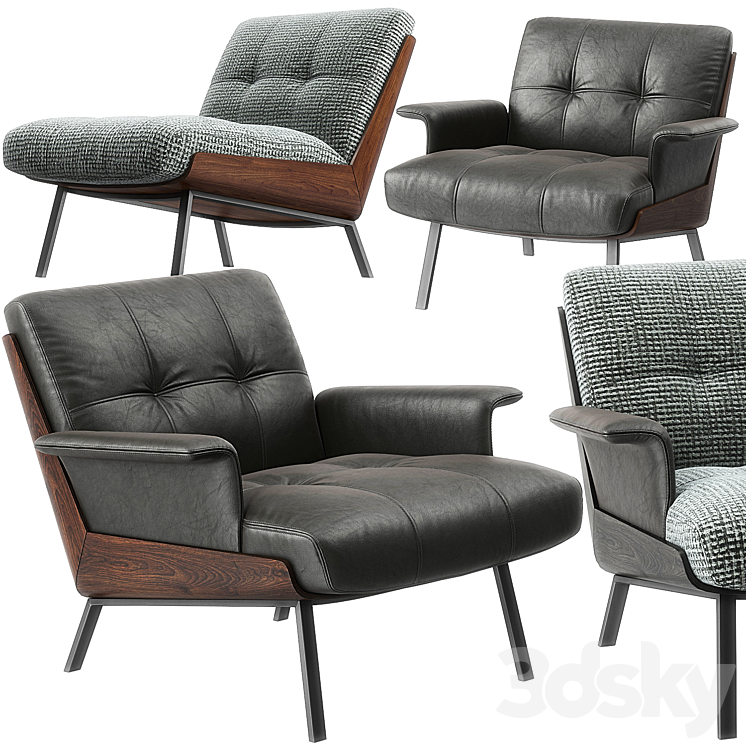 Daiki armchairs by Minotti 3DS Max Model - thumbnail 1