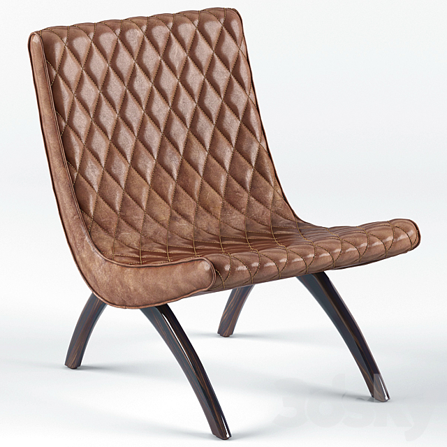 Danforth Mid Century Modern Chestnut Quilted Leather Chair 3ds Max - thumbnail 1