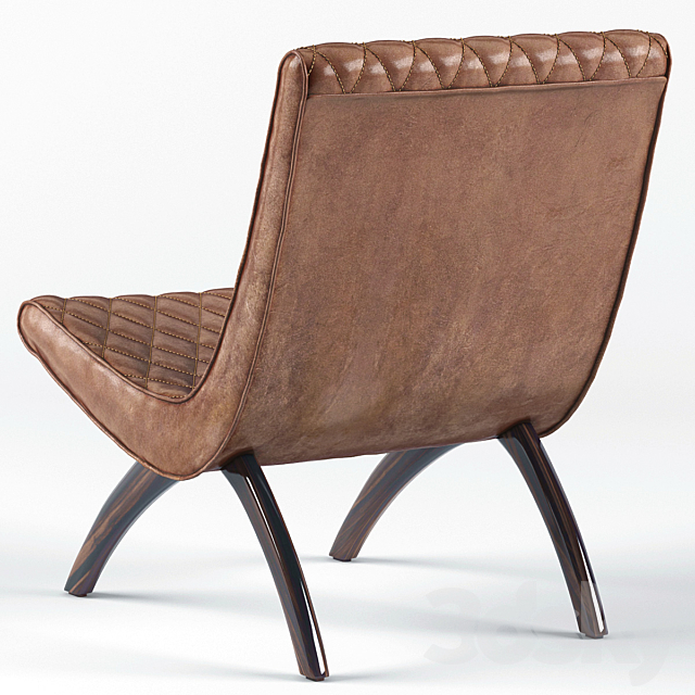 Danforth Mid Century Modern Chestnut Quilted Leather Chair 3ds Max - thumbnail 2