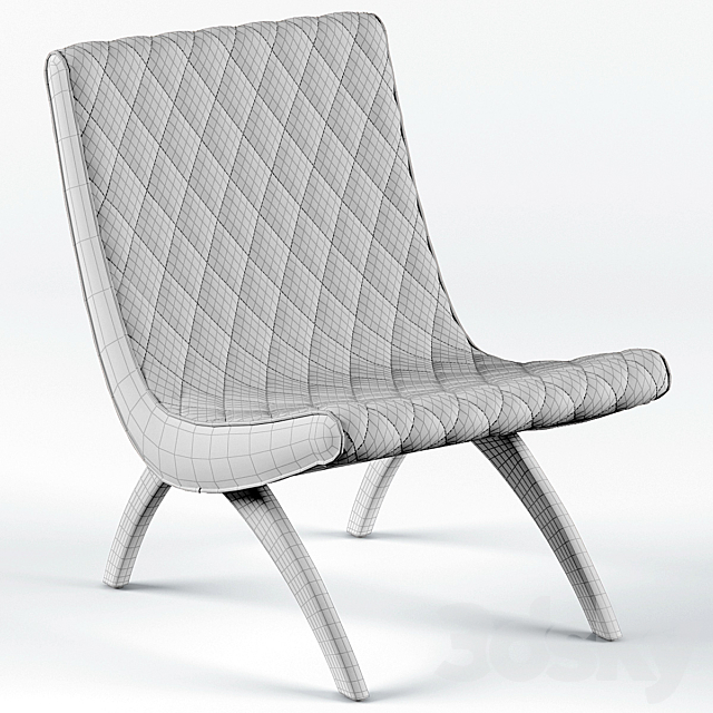 Danforth Mid Century Modern Chestnut Quilted Leather Chair 3ds Max - thumbnail 3